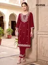 Anjish By Banwery Cotton Embroidery Work Kurti With Bottom